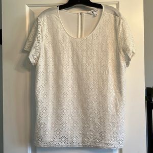 Market & Spruce • white lace overlay blouse